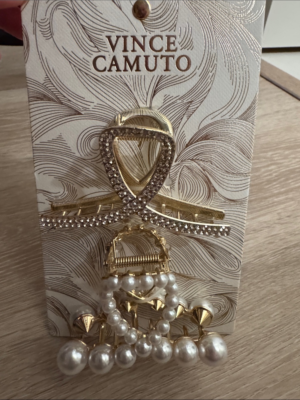 Vince Camuto Gold Rhinestone & Pearl Hair Clip Set NEW 🏷️